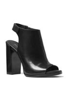 Michael Kors Collection Maeve Leather Open Toe Block Heel Mule Sandals
