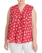 Vince Camuto Plus Shirred Ditsy Floral Blouse