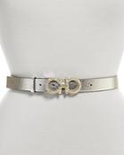Salvatore Ferragamo Women's Embellished Double Gancini Leather Belt