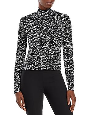T Tahari Printed Mock Neck Top
