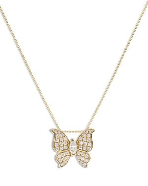 Bloomingdale's Diamond Butterfly Pendant Necklace In 14k Yellow Gold, 0.30 Ct. T.w. - 100% Exclusive