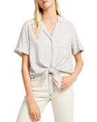 French Connection Laiche Striped Tie-front Cotton Shirt