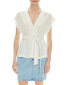 Sandro Charline Belted Silk Top