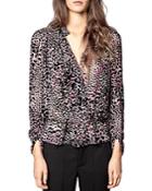 Zadig & Voltaire Tori Leopard Velvet Devore Top