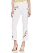 Tory Burch Carson Embroidered Crop Flare Jeans In Delphi Denim