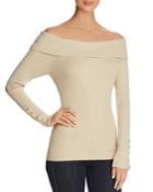 Marled Ribbed Off-the-shoulder Sweater