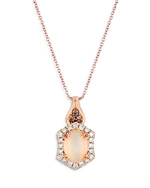 Bloomingdale's Opal, Champagne & Brown Diamond Halo Pendant Necklace In 14k Rose Gold, 20 - 100% Exclusive