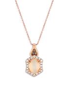 Bloomingdale's Opal, Champagne & Brown Diamond Halo Pendant Necklace In 14k Rose Gold, 20 - 100% Exclusive