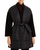 Eileen Fisher Contrast-sleeve Open Front Coat