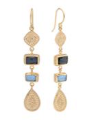 Anna Beck Sapphire & Hematite Geometric Drop Earrings In 18k Gold-plated Sterling Silver