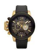 Brera Orologi Militare 16k Yellow Gold And Black Ionic-plated Stainless Steel Watch With Black Rubber Strap, 48mm