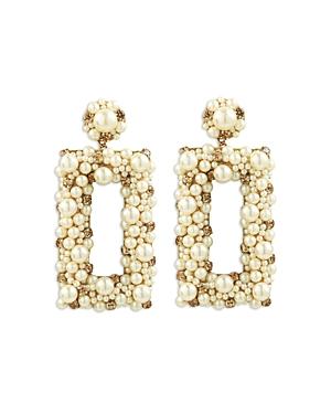 Deepa By Deepa Gurnani Sophia Cubic Zirconia & Imitation Pearl Beaded Open Rectangle Drop Earrings