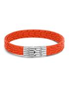 John Hardy Sterling Silver Classic Chain Bracelet With Orange Leather