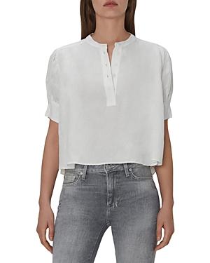 7 For All Mankind Woven Short Sleeve Cropped Shirt