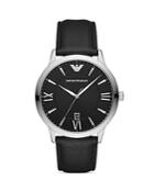 Emporio Armani Giovanni Black Leather Strap Watch, 44mm