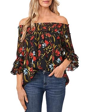 Cece Printed Off The Shoulder Top