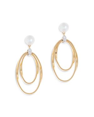 Marco Bicego 18k White & Yellow Gold Marrakech Onde Cultured Freshwater Pearl & Diamond Drop Earrings