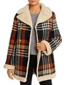 Tory Burch Faux-shearling-lined Plaid Coat