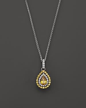 Yellow And White Diamond Pear Shaped Pendant Necklace In 18k White And Yellow Gold, 17l - 100% Exclusive