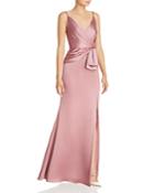 Adrianna Papell Faux-wrap Satin Gown