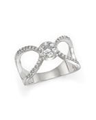Diamond Two Stone X Band Ring In 14k White Gold, .50 Ct. T.w.