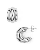 Sterling Silver Ribbed Earrings - 100% Exclusive