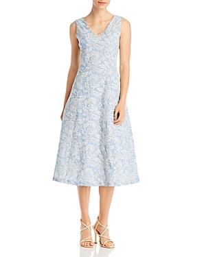 T Tahari Sleeveless Embroidered Midi Dress