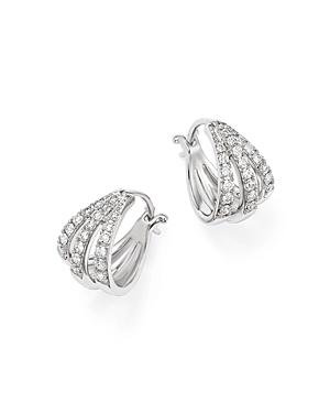 Diamond Three Row Huggie Hoop Earrings In 14k White Gold, .35 Ct. T.w. - 100% Exclusive