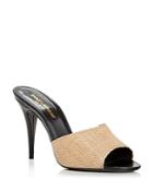 Saint Laurent Women's Raffia High Heel Slide Sandals