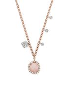 Meira T 14k Rose Gold Pink Opal And Diamond Pendant Necklace, 16