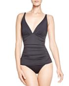 Tommy Bahama Pearl Solids V Neck One Piece Swimsuit