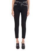 The Kooples Studded Cropped Slim Jeans In Black
