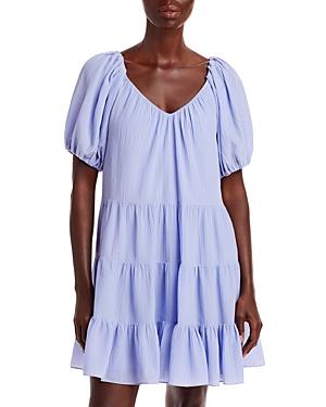 Rebecca Taylor Textured Puff Sleeve Tiered Dress