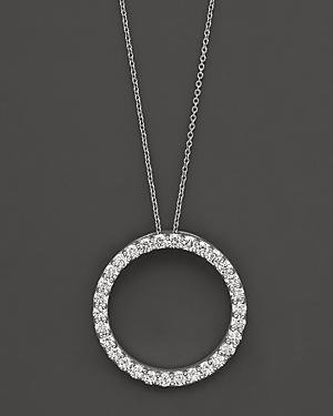 Roberto Coin 18k White Gold And Diamond Large Circle Necklace, 16