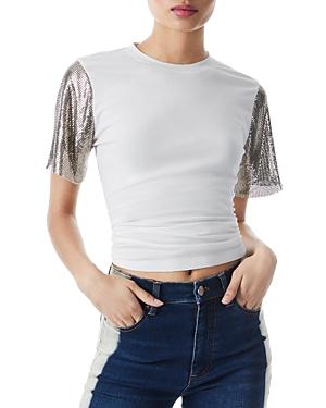 Alice And Olivia Tari Chainmail Sleeve Top