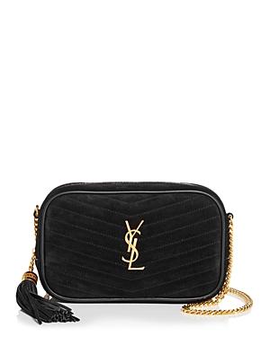 Saint Laurent Lou Mini Quilted Suede Camera Bag