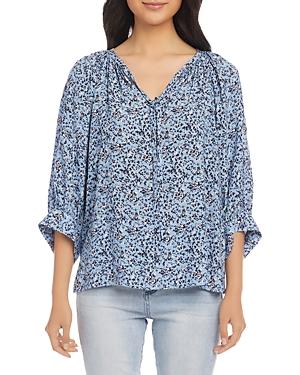 Karen Kane Floral Print Split Neck Blouse