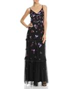 Adrianna Papell Embellished Tiered-ruffle Gown