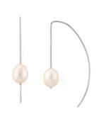 Bloomingdale's Curved Cultured Freshwater Pearl Threader Earrings In Sterling Silver - 100% Exclusive