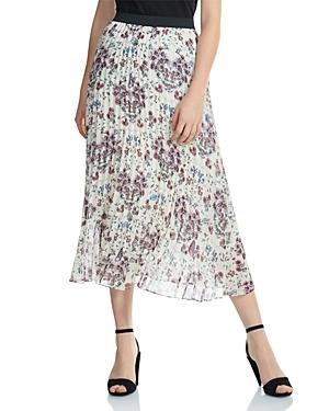Maje Jimel Pleated Floral-print Midi Skirt