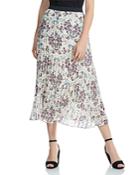 Maje Jimel Pleated Floral-print Midi Skirt
