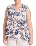 B Collection By Bobeau Curvy Lily Floral Pleat-back Top
