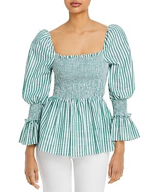 Cinq A Sept Adly Cotton Smocked Top