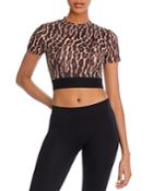 Move Fast By Pam & Gela Leopard Print Cropped Top