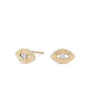 Adina Reyter 14k Yellow Gold Groovy Diamond Evil Eye Stud Earrings