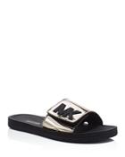 Michael Michael Kors Mk Metallic Slide Sandals
