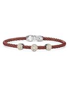 Alor Three-station Burgundy Cable Bangle Bracelet With Diamonds