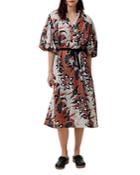 Maje Rodime Belted Printed Midi Dress
