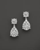 Diamond Cluster Teardrop Earrings In 14k White Gold, 2.0 Ct. T.w. - 100% Exclusive
