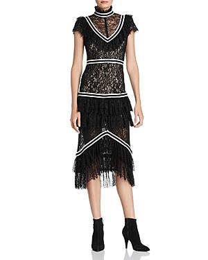 Alice + Olivia Annetta Tiered Ruffled Lace Dress